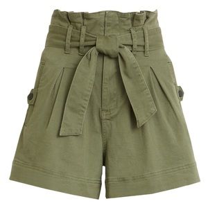 Green Paperbag Shorts with Front Tie